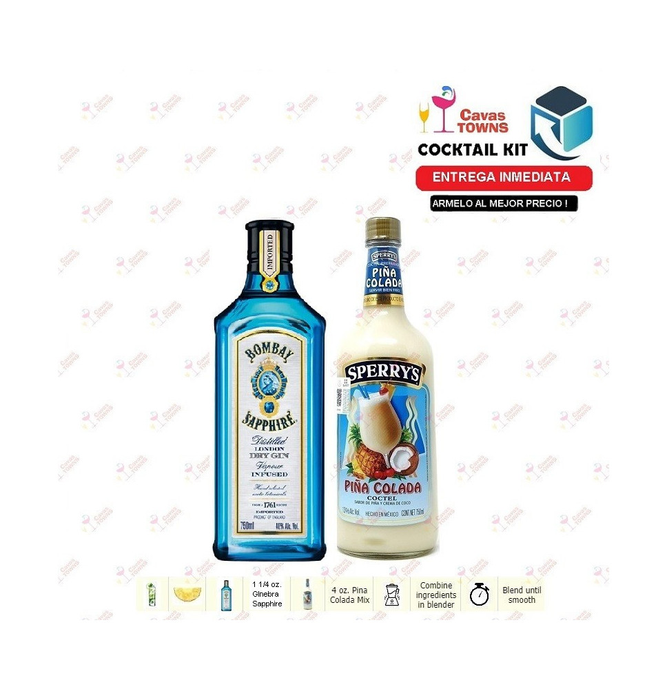 Ginebra Sapphire Cocktail Kit Flamingo Receta Recipe - Cavas Towns