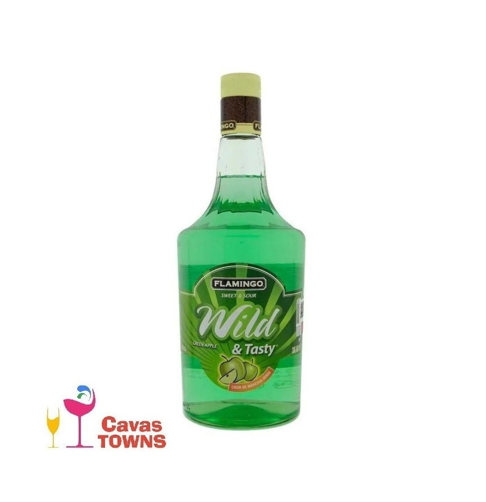 Licor Flamingo Manzana Verde Wild & Tasty 1L - Cavas Towns
