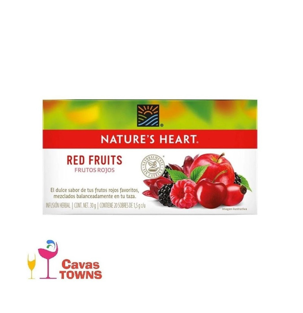 Té herbal Nature's Heart frutos rojos 20 sobres de 1.5 g c/u - Cavas Towns