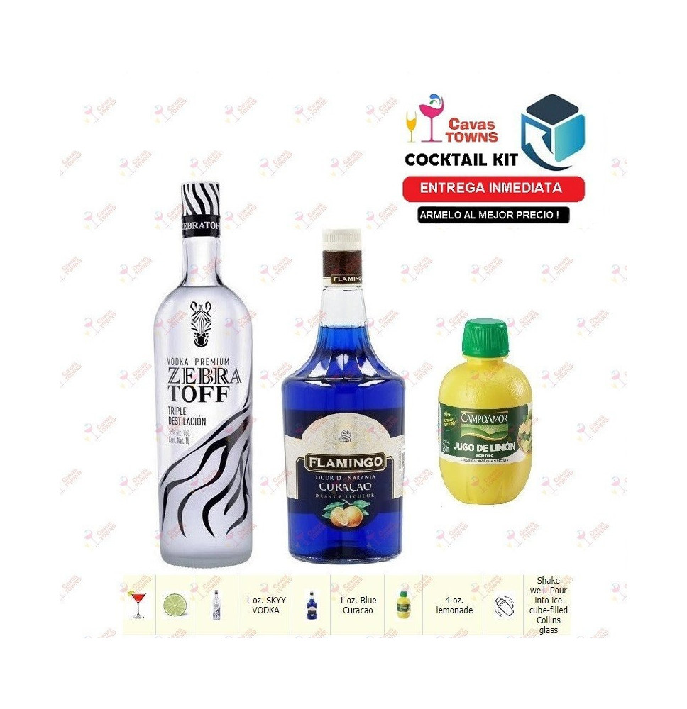 Cocktail Kit Blue Sky Lemonade - 2 Receta Recipe - Cavas Towns