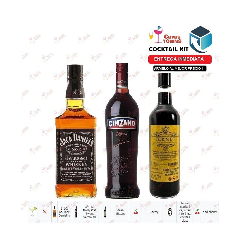 Cocktail Kit Jack Daniel's Manhattan Receta Recipe - Cavas Towns