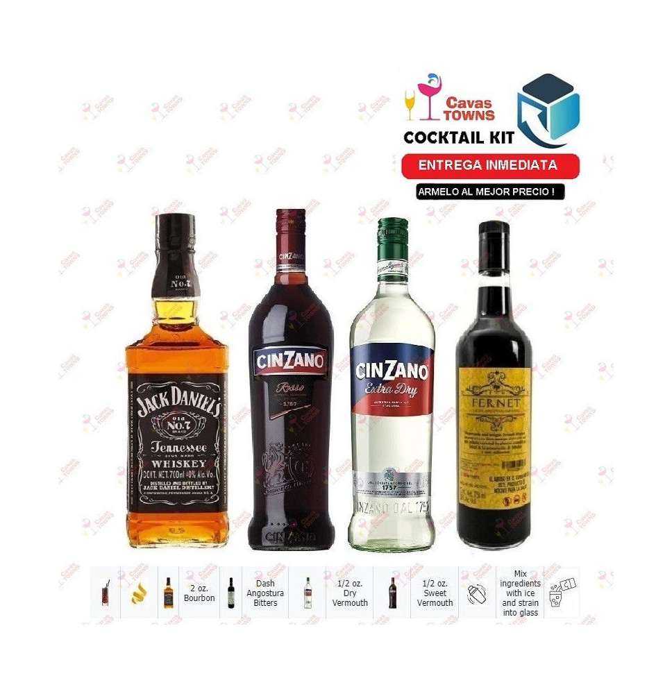 Cocktail Kit Manhattan - 2 Receta Recipe - Cavas Towns