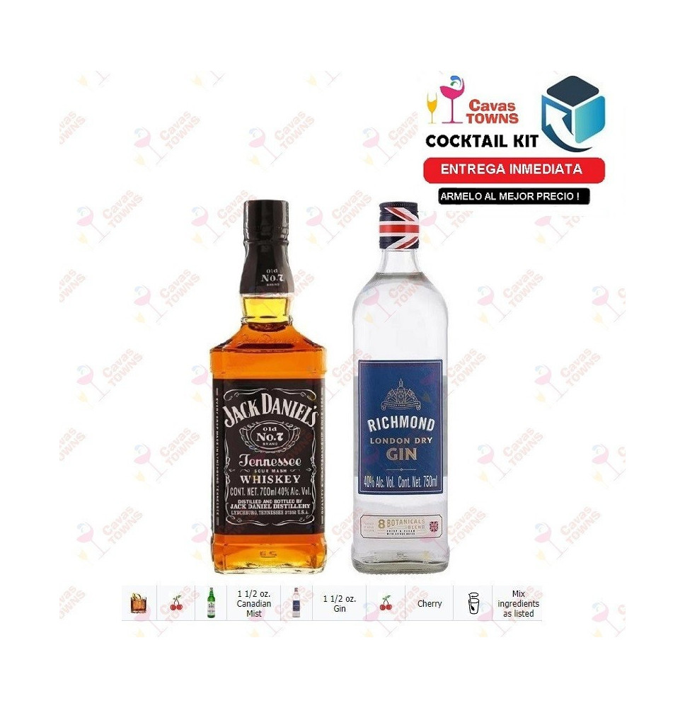 Ginebra Richmond Cocktail Kit Black Hawk - 2 Receta Recipe - Cavas Towns