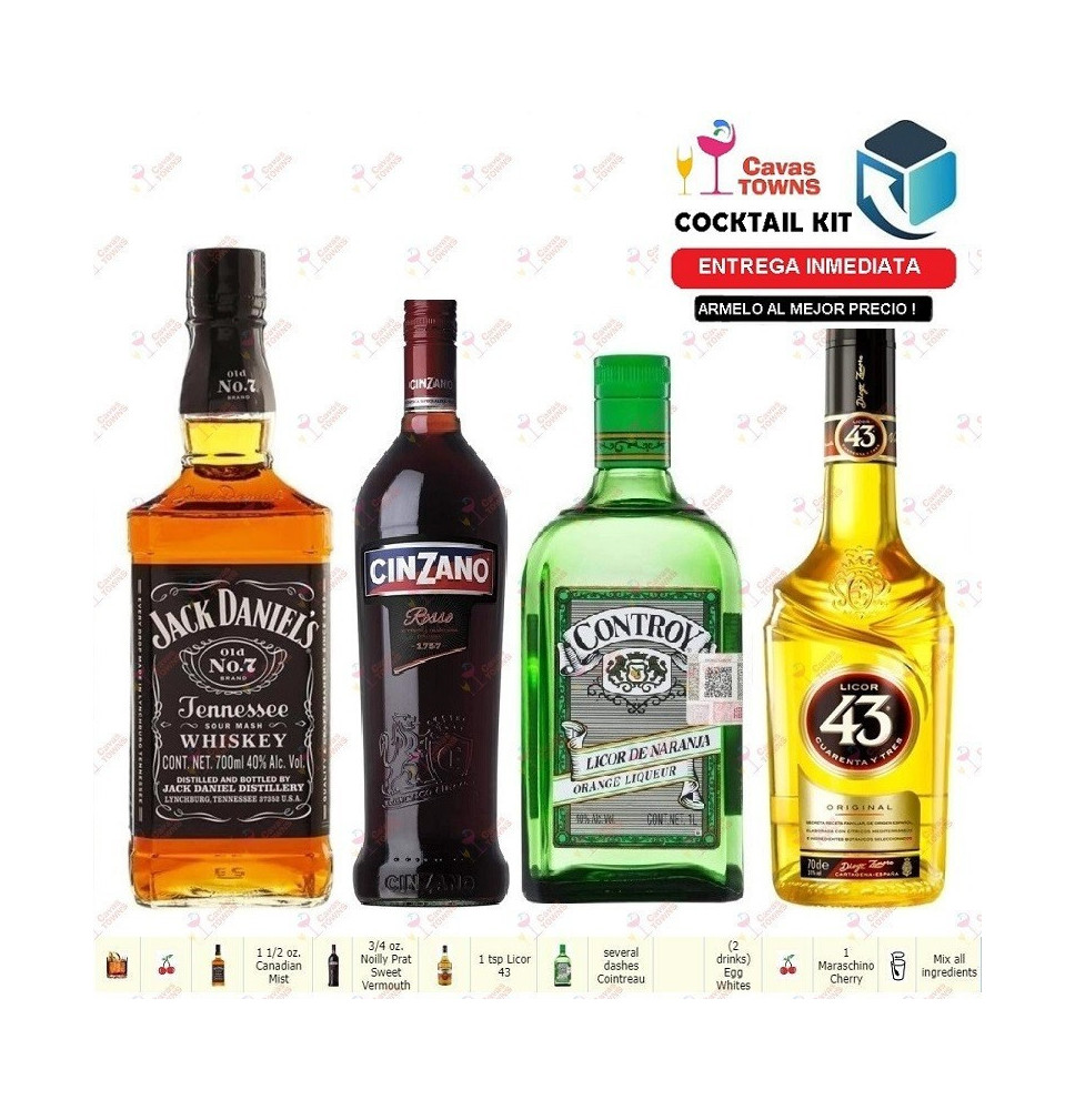 Whisky Jack Daniels Cocktail Kit Caracas Manhattan Receta Recipe - Cavas Towns