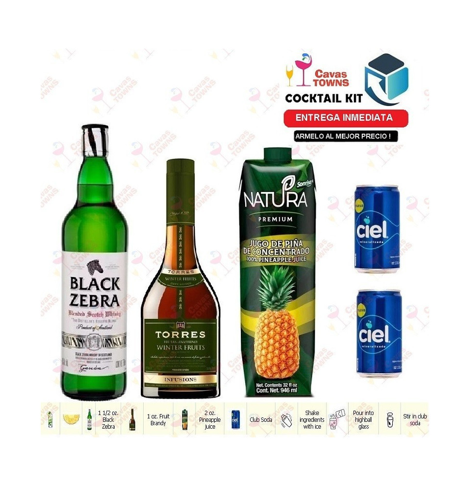 Whisky Black Zebra Cocktail Kit 21 - 3 Receta Recipe - Cavas Towns