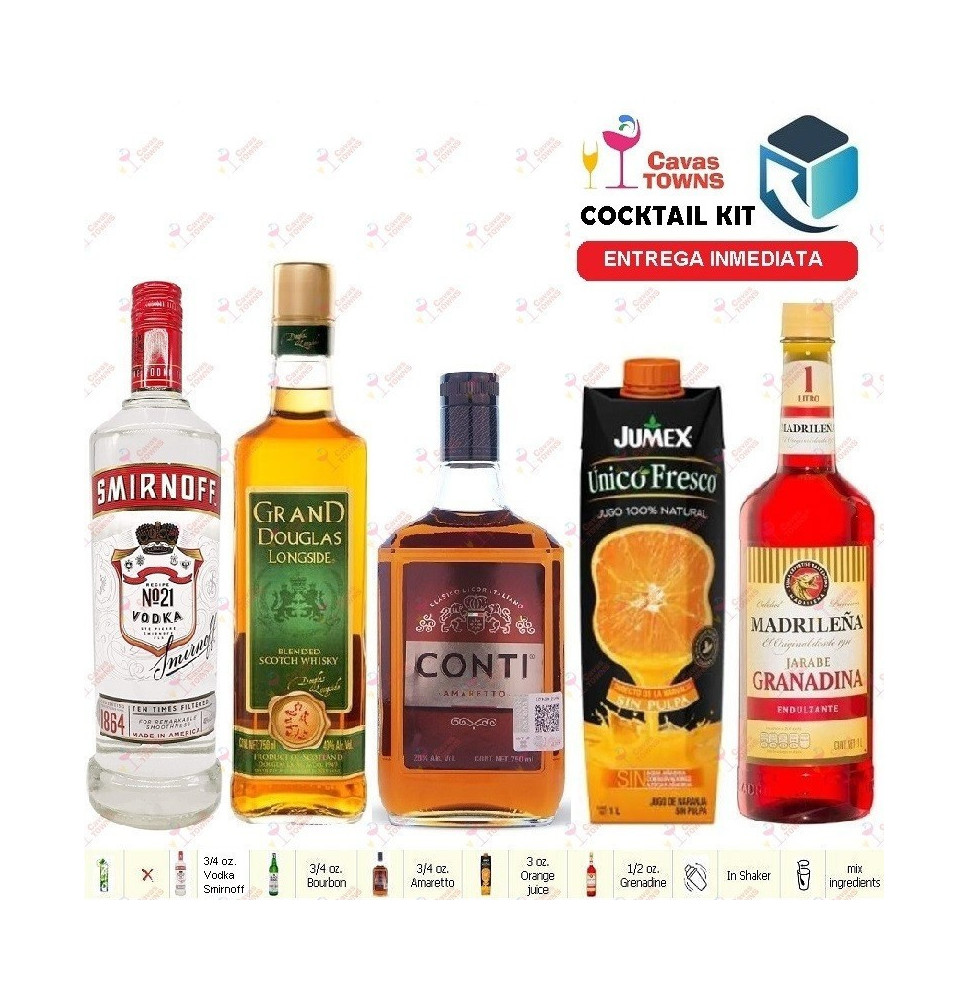 Vodka Smirnoff Cocktail Kit Alabama Slammer -1 Receta Recipe - Cocteles Towns